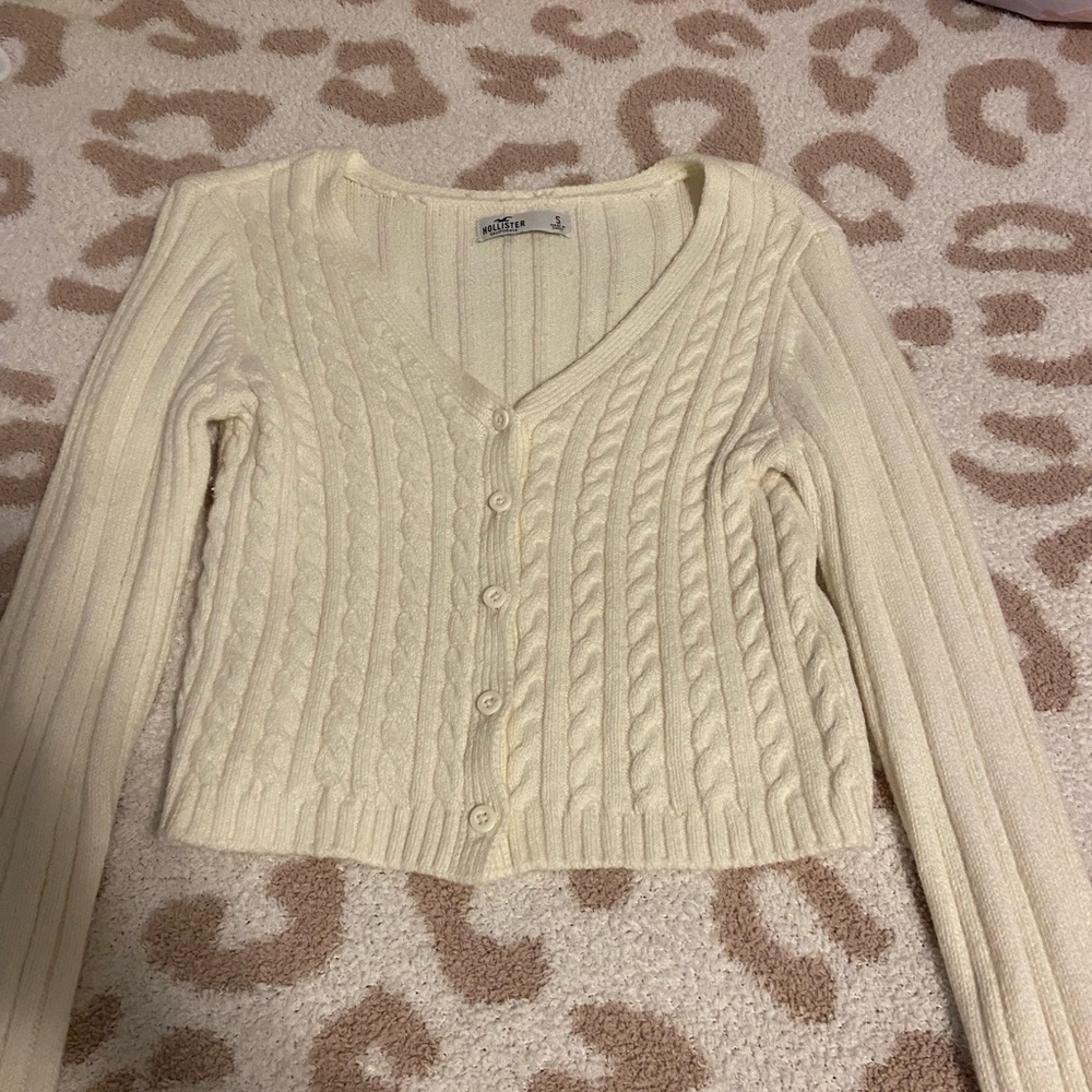 Hollister Cream Button-Up Cardigan